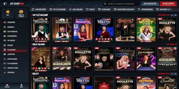 Glorion Casino live games on mobile