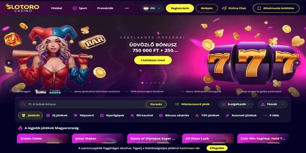 Slotoro Casino homepage on mobile