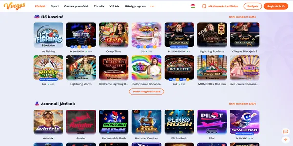 V.Vegas Casino live games on mobile